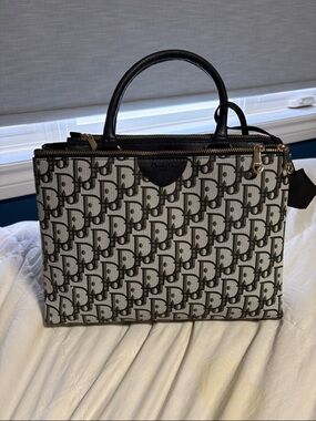 Dior Monogram Canvas Top-Handle in Black and White